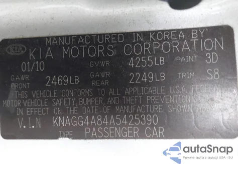 2010 Kia Optima Lx from USA, damaged, VIN KNAGG4A84A5425390